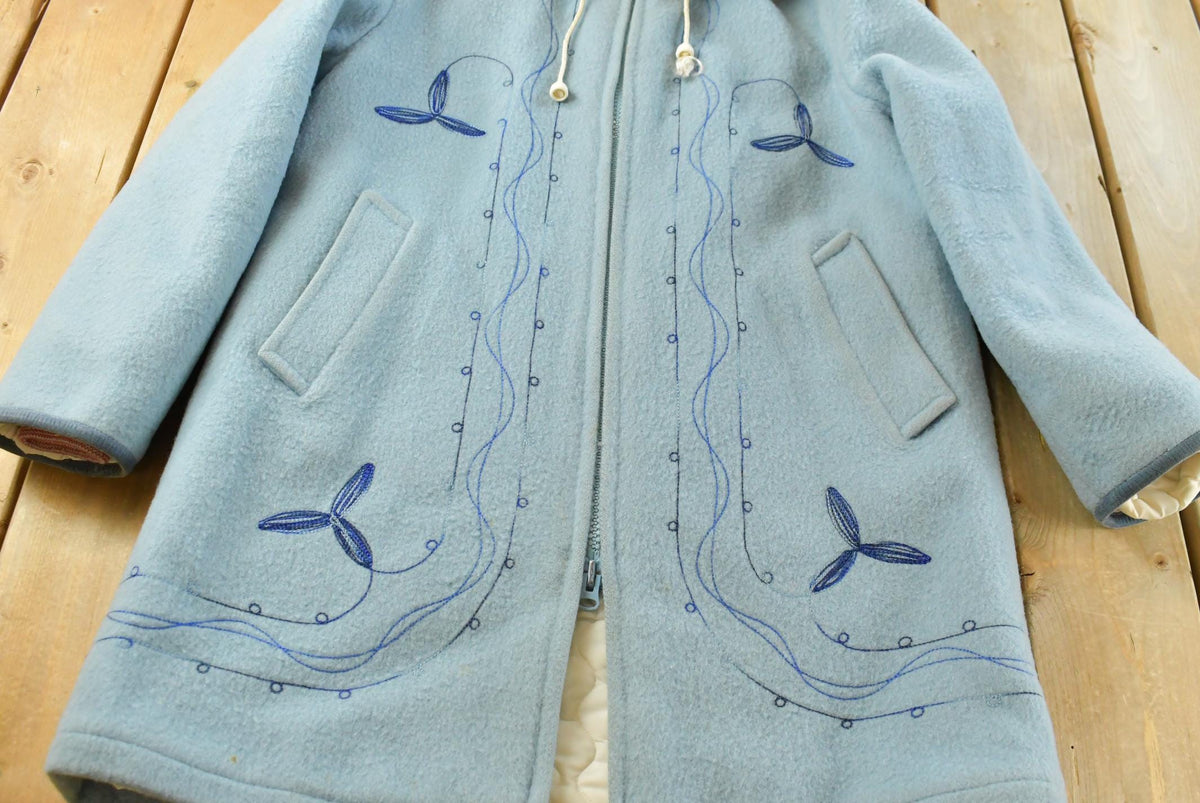Vintage 1970s Hudson Bay Wool Embroidered Parka Jacket Shell Fur Trim Women's L from propervintagecanada