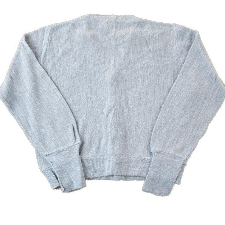 Vintage 1970s Izod Lacoste Heater Grey Knit Perfect Mild Distress Cardigan Sweater Made In USA from propervintagecanada