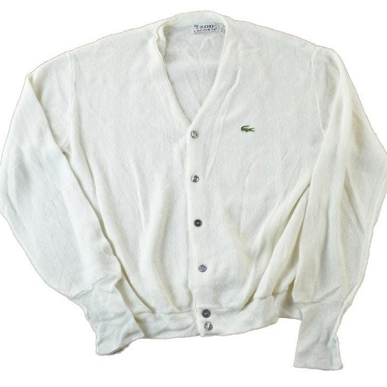Vintage 1970s Izod Lacoste Knit Perfect Mild Distress Cardigan Sweater Made In USA from propervintagecanada