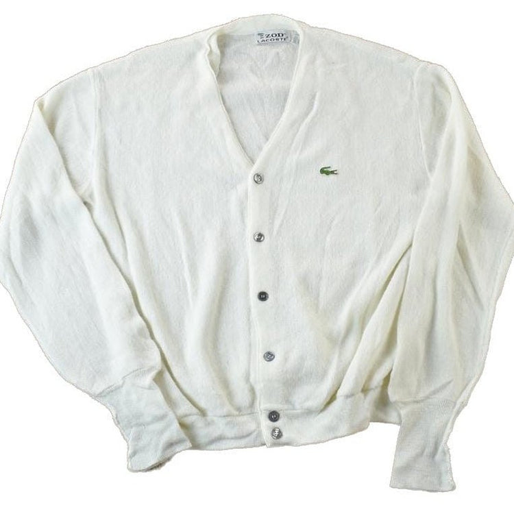 Vintage 1970s Izod Lacoste Knit Perfect Mild Distress Cardigan Sweater Made In USA from propervintagecanada