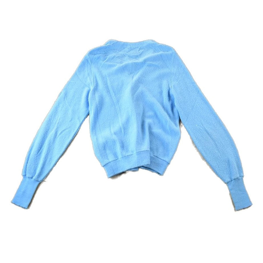 Vintage 1970s Izod Lacoste Rare Blue Croc Knit Perfect Mild Distress Cardigan Sweater Made In USA from propervintagecanada