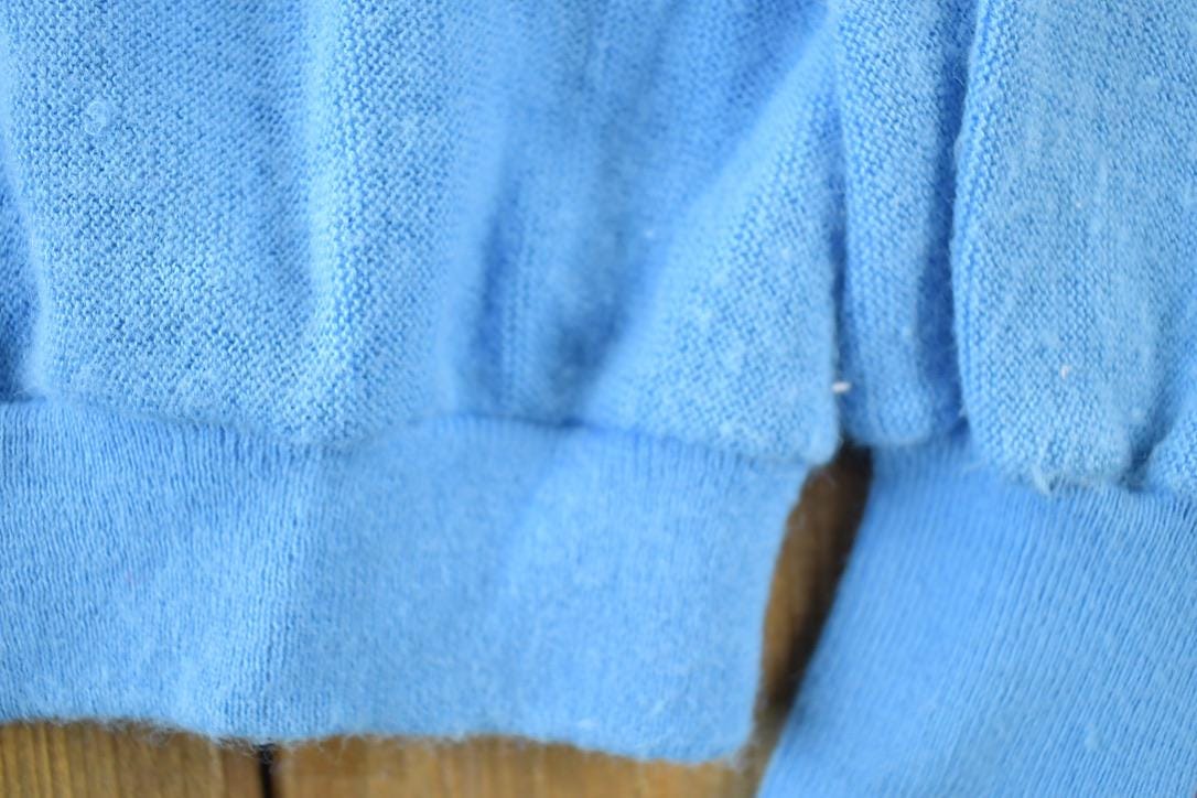 Vintage 1970s Izod Lacoste Rare Blue Croc Knit Perfect Mild Distress Cardigan Sweater Made In USA from propervintagecanada