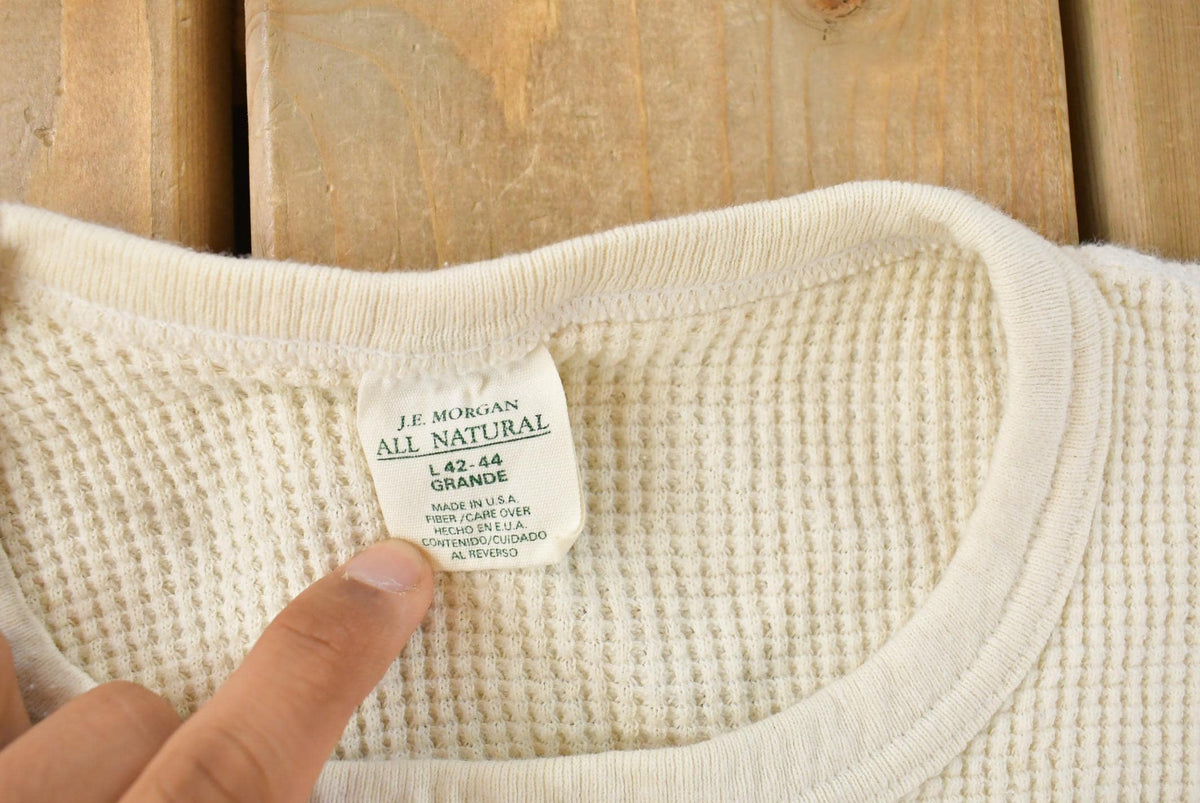 Vintage 1970s J.E. Morgan All Natural Thermal Waffle Knit Long Sleeve Shirt Men's M from propervintagecanada