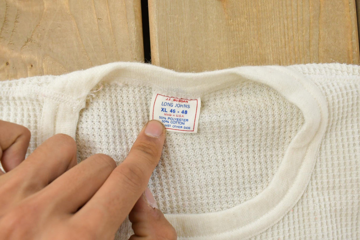 Vintage 1970s J.E. Morgan Long Johns Thermal Waffle Knit Long Sleeve Shirt Men's L from propervintagecanada