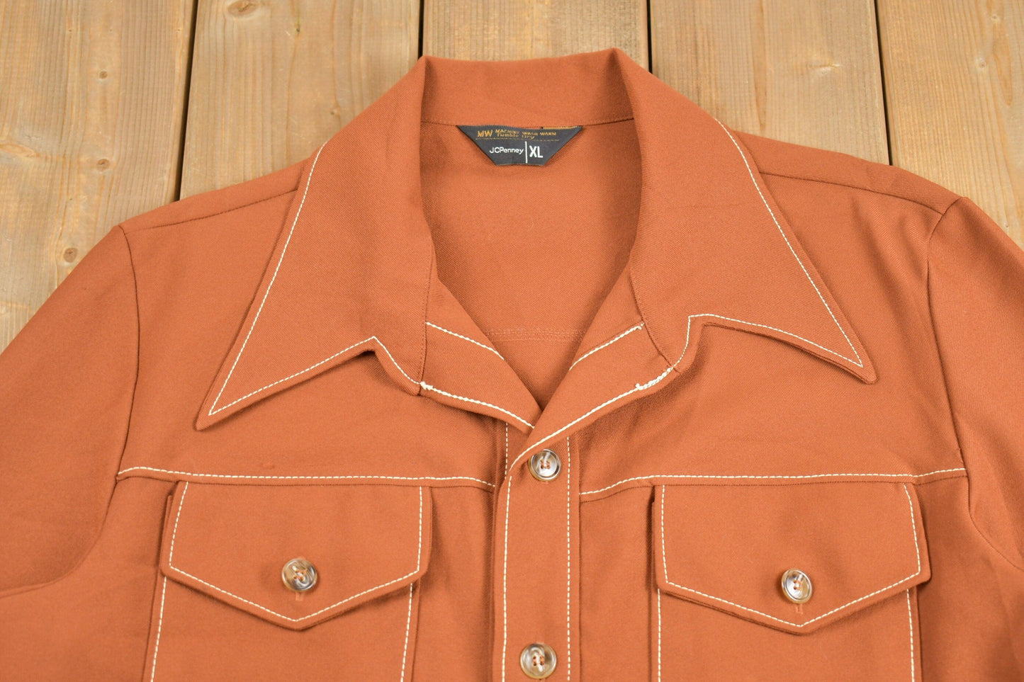 Vintage 1970s JC Penney Button Up Shirt Men's XL from propervintagecanada