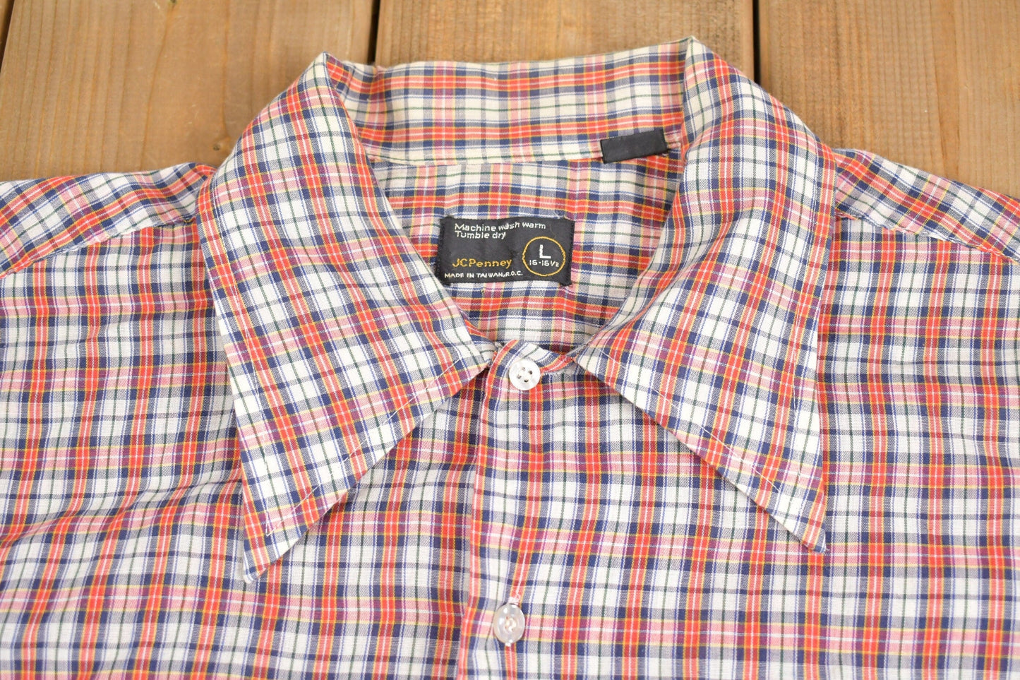 Vintage 1970s JC Penney Western Plaid Button Up Shirt Men's Large from propervintagecanada