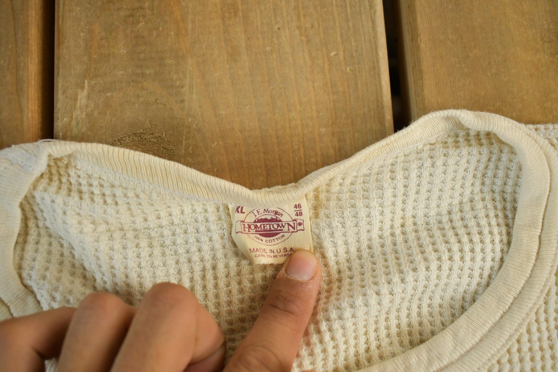 Vintage 1970s JE Morgan Waffle Thermal Long Sleeve Undershirt Men's M from propervintagecanada