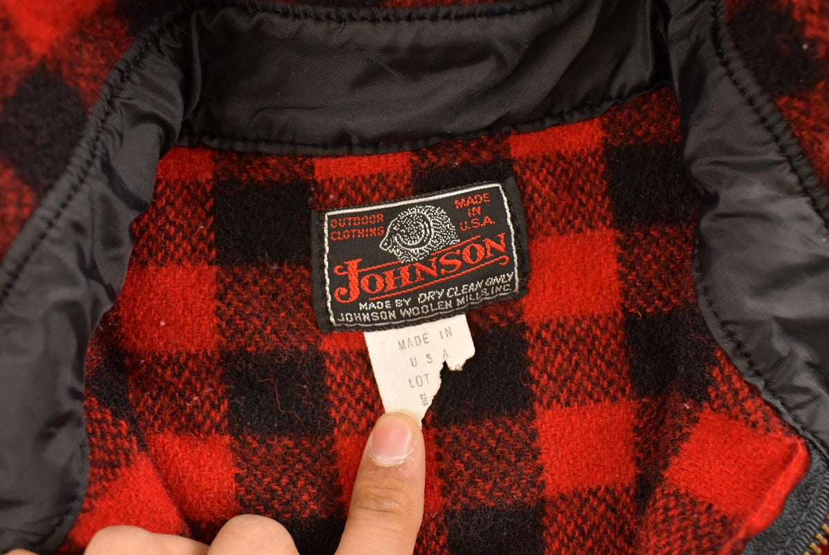 Vintage 1970s Johnson Quarter Zip Buffalo Plaid Wool Hunting Shacket Mens M from propervintagecanada