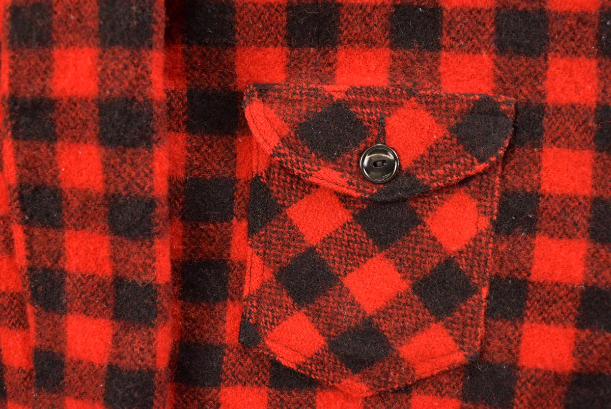 Vintage 1970s Johnson Quarter Zip Buffalo Plaid Wool Hunting Shacket Mens M from propervintagecanada
