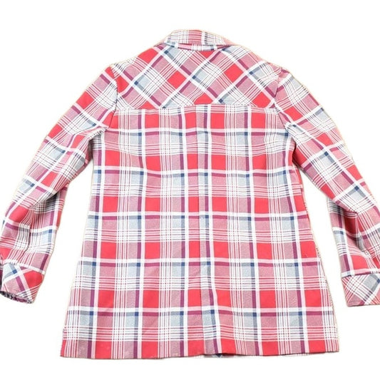 Vintage 1970s Kmart Red Plaid Flannel Button Up Shirt Mens XS from propervintagecanada
