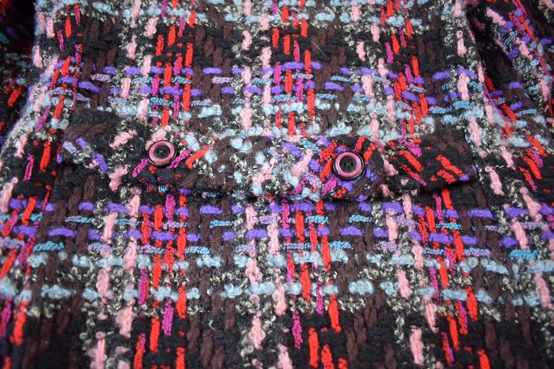 Vintage 1970s Knitted Abstract Pattern Button Up Jacket Made In Great Britain Womens M from propervintagecanada