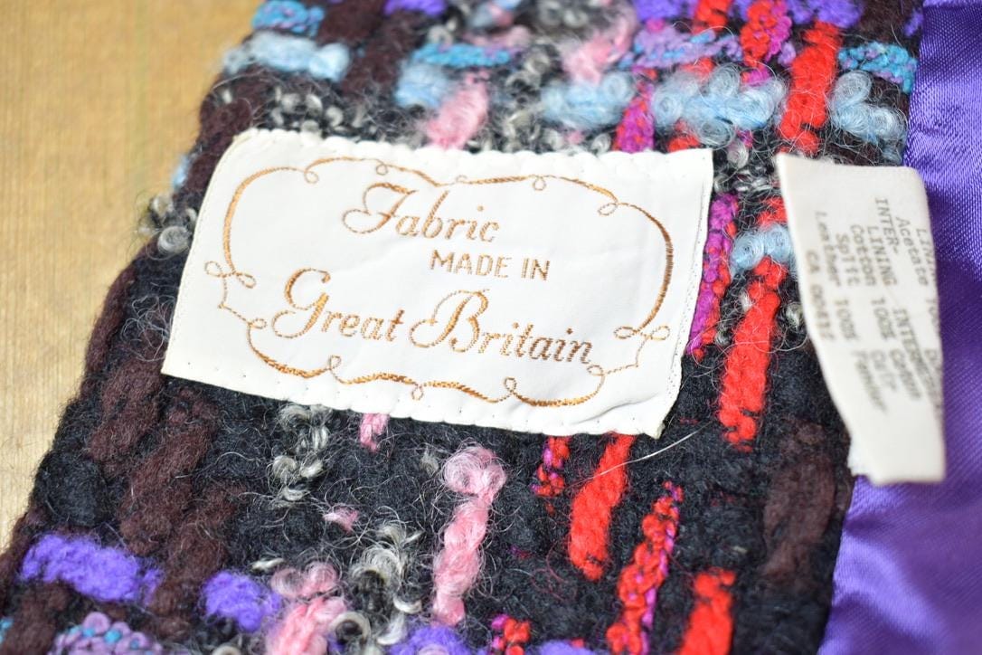 Vintage 1970s Knitted Abstract Pattern Button Up Jacket Made In Great Britain Womens M from propervintagecanada