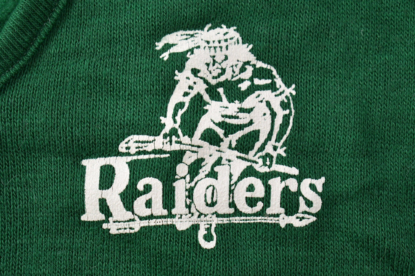 Vintage 1970s Knitted Raiders V Neck Sweater Men's Small from propervintagecanada