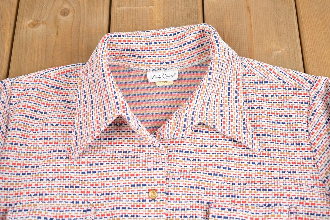Vintage 1970s Lady Queen Wool Button Up Shirt Men's Large from propervintagecanada