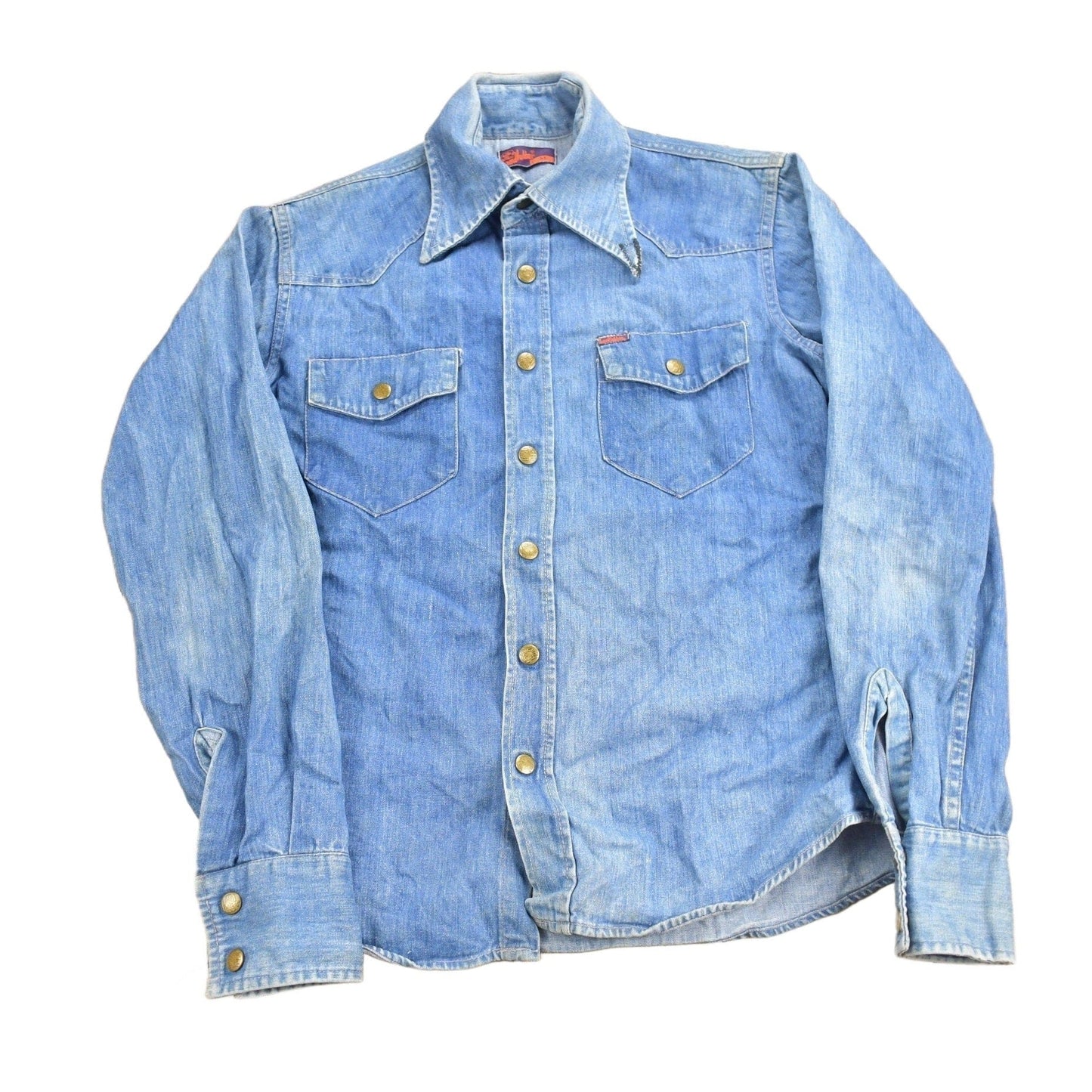 Vintage 1970s Land Hubber Denim Button Up Shirt Men's Medium from propervintagecanada