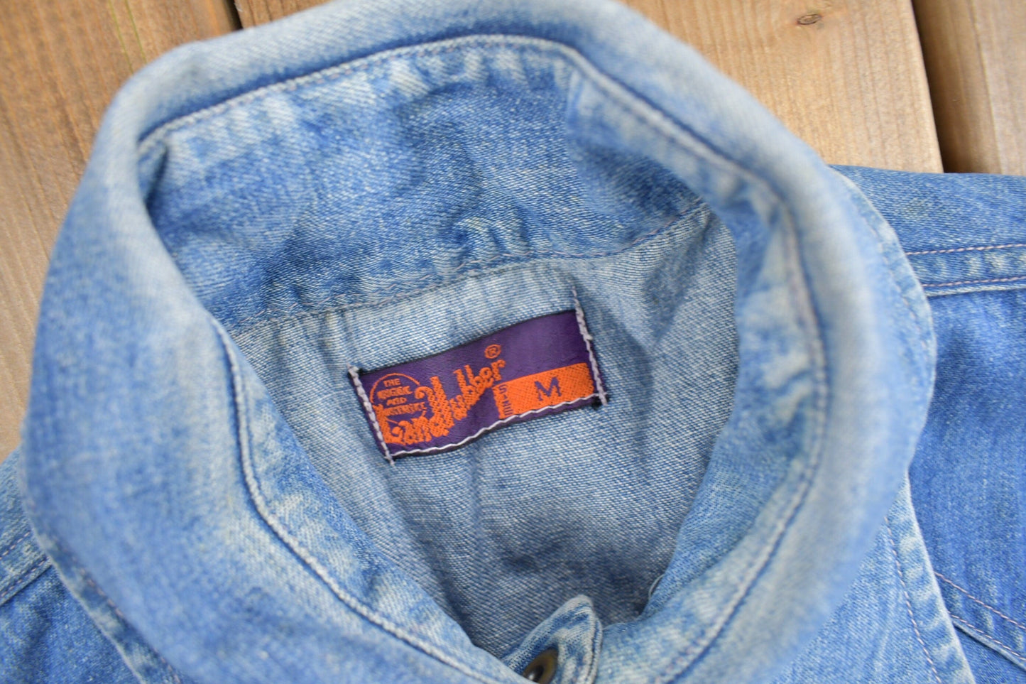 Vintage 1970s Land Hubber Denim Button Up Shirt Men's Medium from propervintagecanada