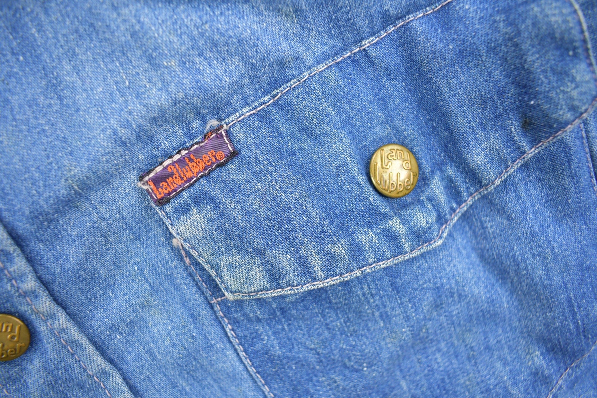 Vintage 1970s Land Hubber Denim Button Up Shirt Men's Medium from propervintagecanada