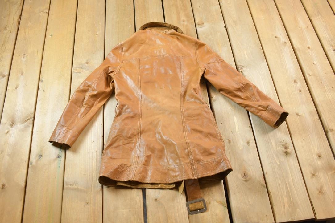 Vintage 1970s Leather Long Jacket from propervintagecanada