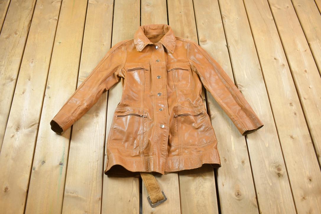 Vintage 1970s Leather Long Jacket from propervintagecanada