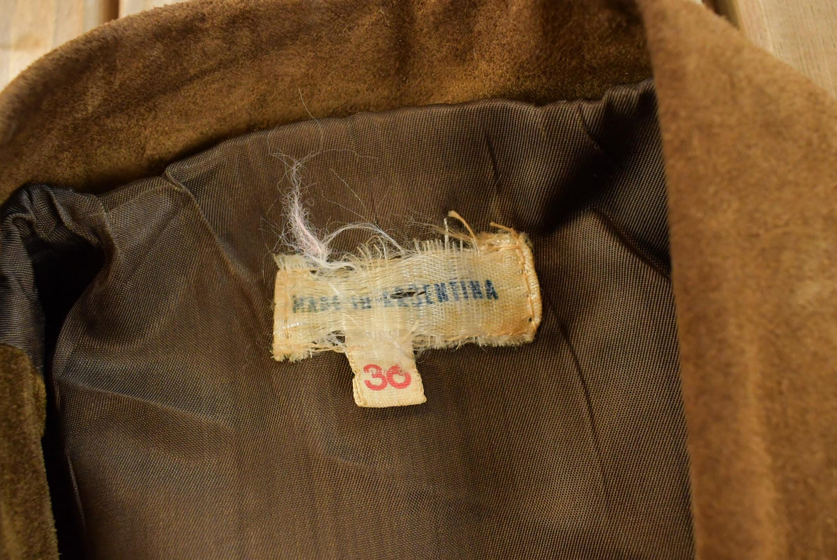 Vintage 1970s Leather Suede Snaps Button Up Shacket Jacket Men's M / 70s Outdoorsman / Made in Argentina from propervintagecanada