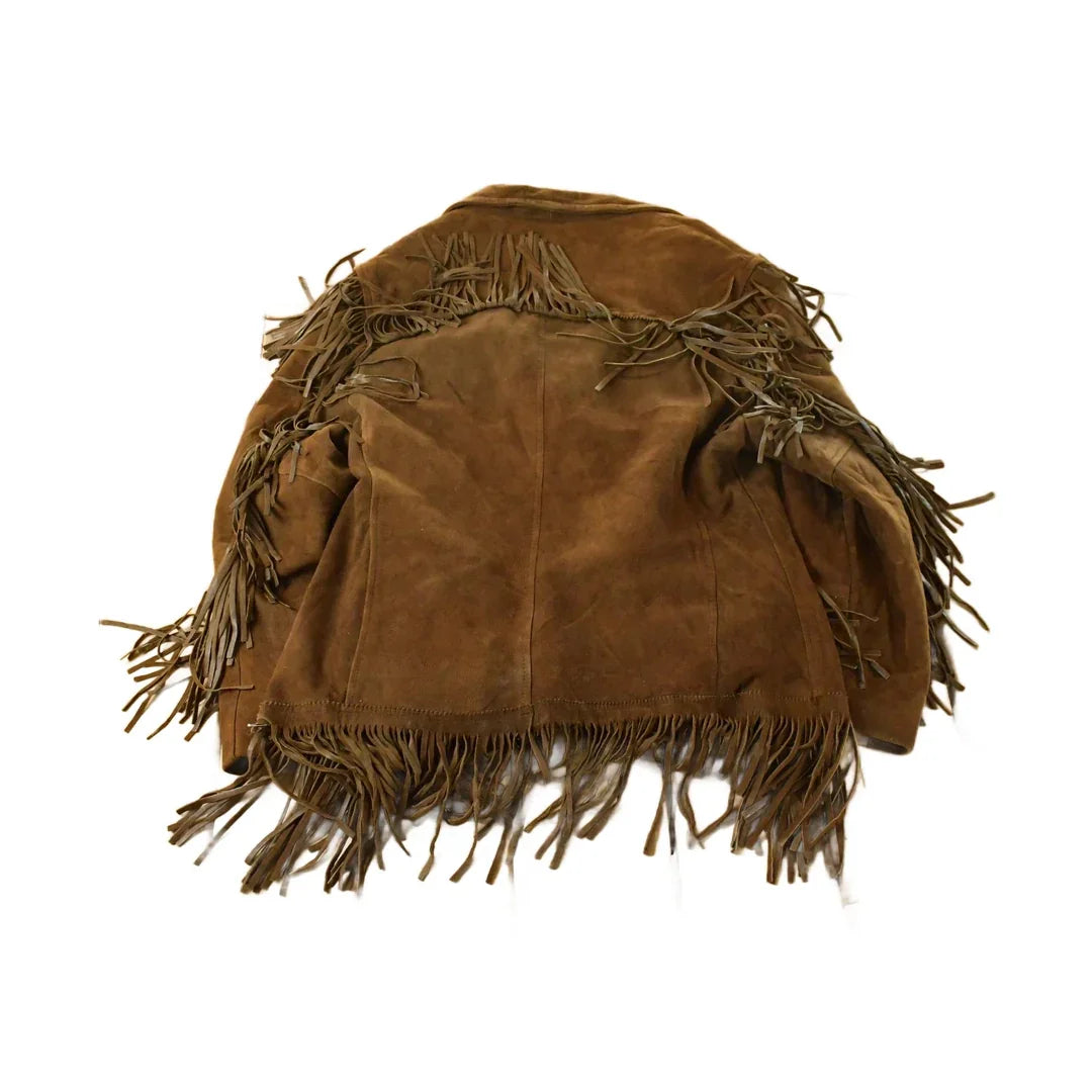 Vintage 1970s Leather Suede Western Fringe Jacket Men's M / Fall Outerwear Leather Coat / Brown Jacket / Tassles from propervintagecanada