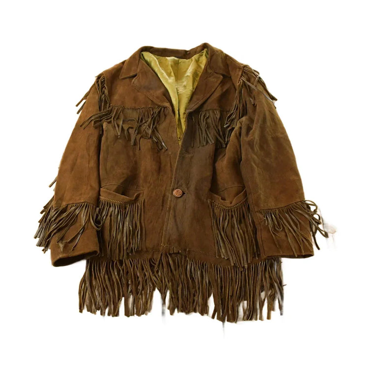 Vintage 1970s Leather Suede Western Fringe Jacket Men's M / Fall Outerwear Leather Coat / Brown Jacket / Tassles from propervintagecanada