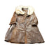 Vintage 1970s Leather Trench Coat With Fox Fur Collar Men&
