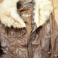 Vintage 1970s Leather Trench Coat With Fox Fur Collar Men's Small from propervintagecanada