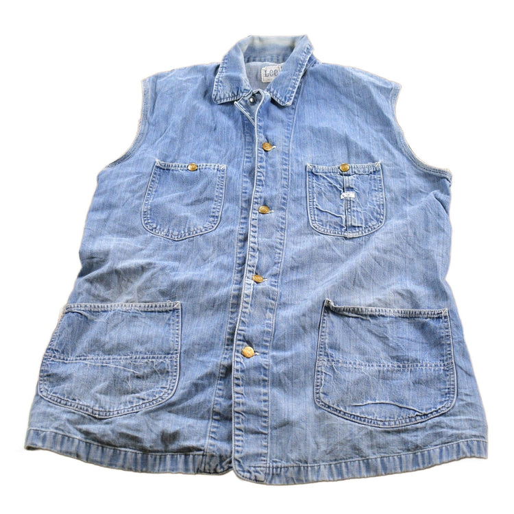 Vintage 1970s Lee Denim Jean Vest Men's Medium from propervintagecanada