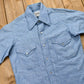 Vintage 1970s LEE Snap-Button Short Sleeve Denim Shirt Men's XS from propervintagecanada