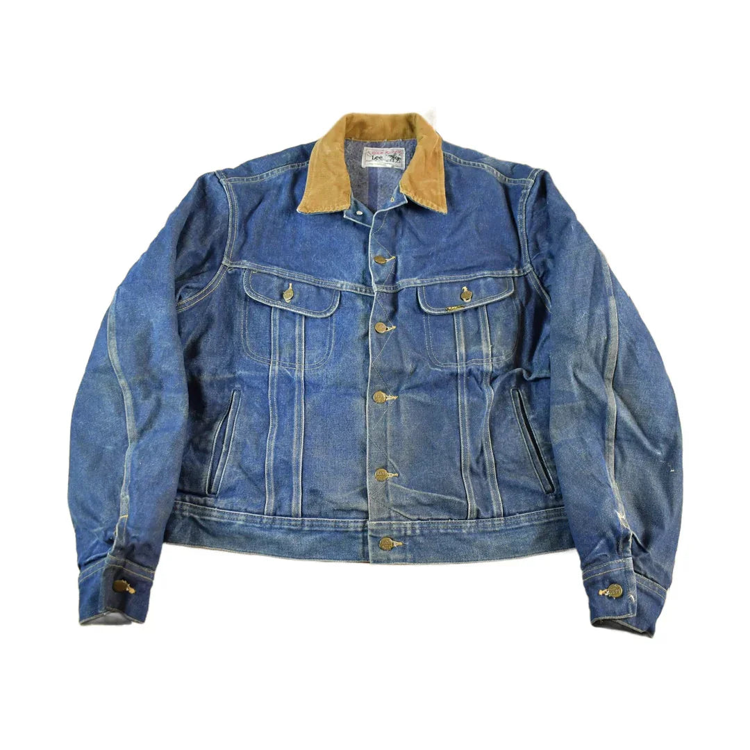 Vintage 1970s Lee Storm Riders Blanket Lined Denim Jean Trucker Jacket Men's Large from propervintagecanada