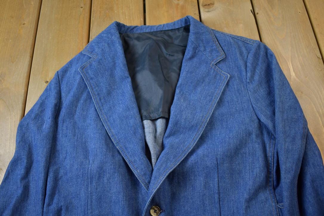 Vintage 1970s Lee Western Denim Blazer Made In USA Men's M from propervintagecanada