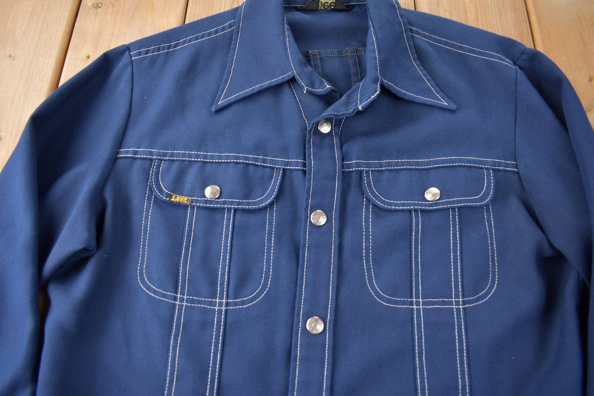 Vintage 1970s Lee Western Style Contrast Button Up Shirt Made in USA Men's L from propervintagecanada