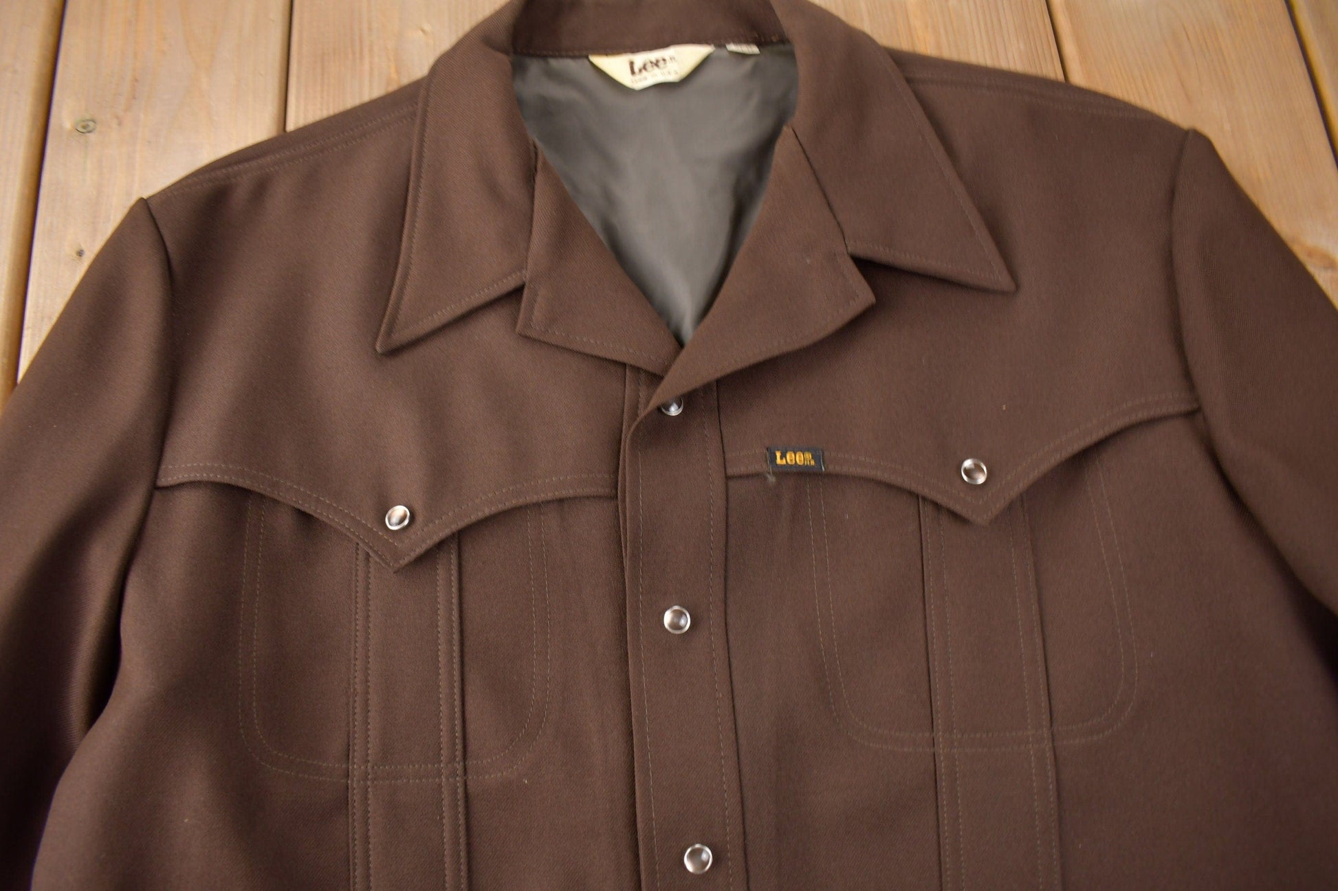 Vintage 1970s Lee Western Style Pearl Snap Button Up Shirt Made in USA Men's XL from propervintagecanada