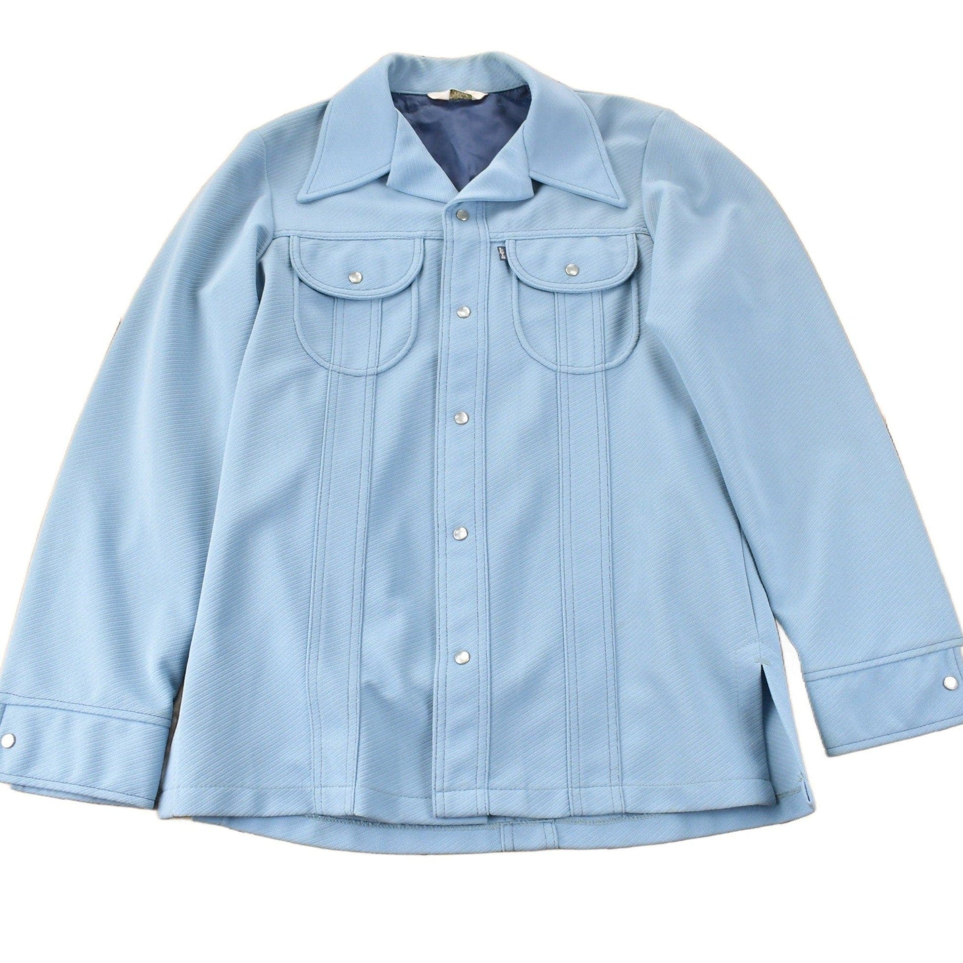 Vintage 1970s Levi's Blue Tab Big E Western Style Pearl Snap Button Up Shirt Made in USA Men's M from propervintagecanada