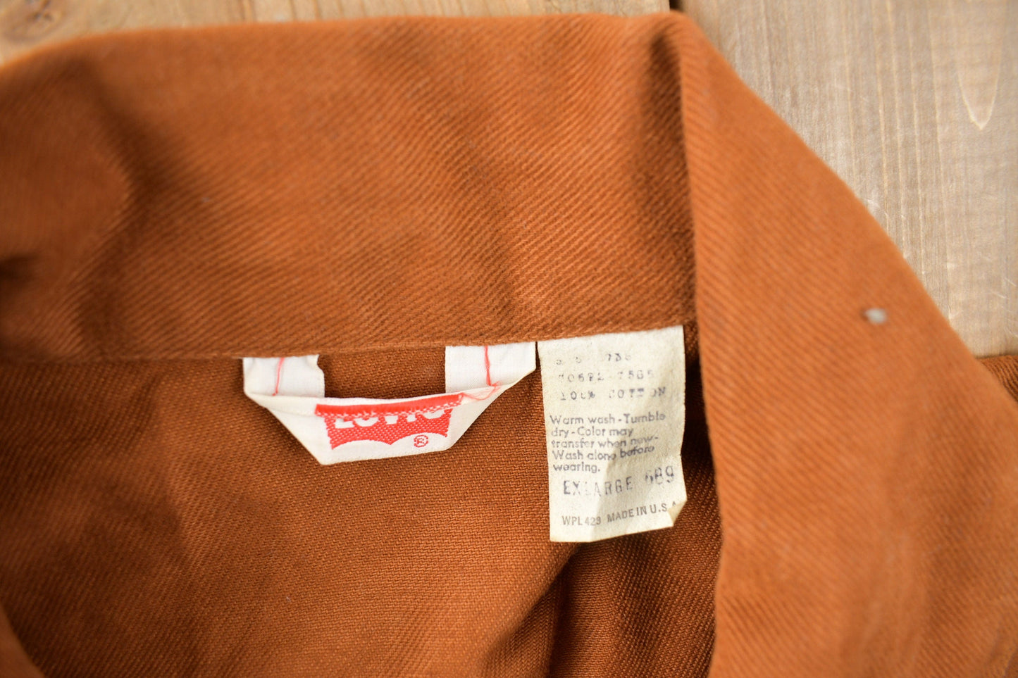 Vintage 1970s Levi's Burnt Orange Button Up Light Jacket Men's Medium from propervintagecanada