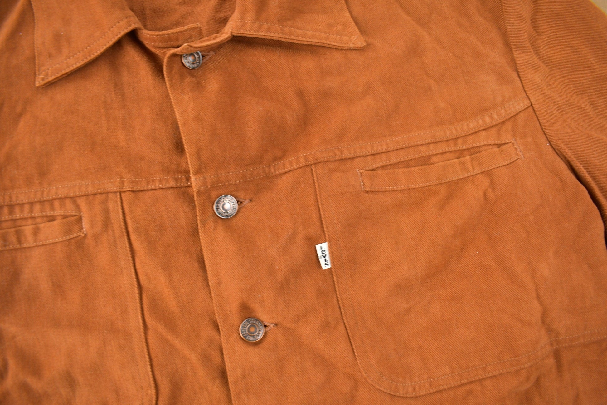 Vintage 1970s Levi's Burnt Orange Button Up Light Jacket Men's Medium from propervintagecanada
