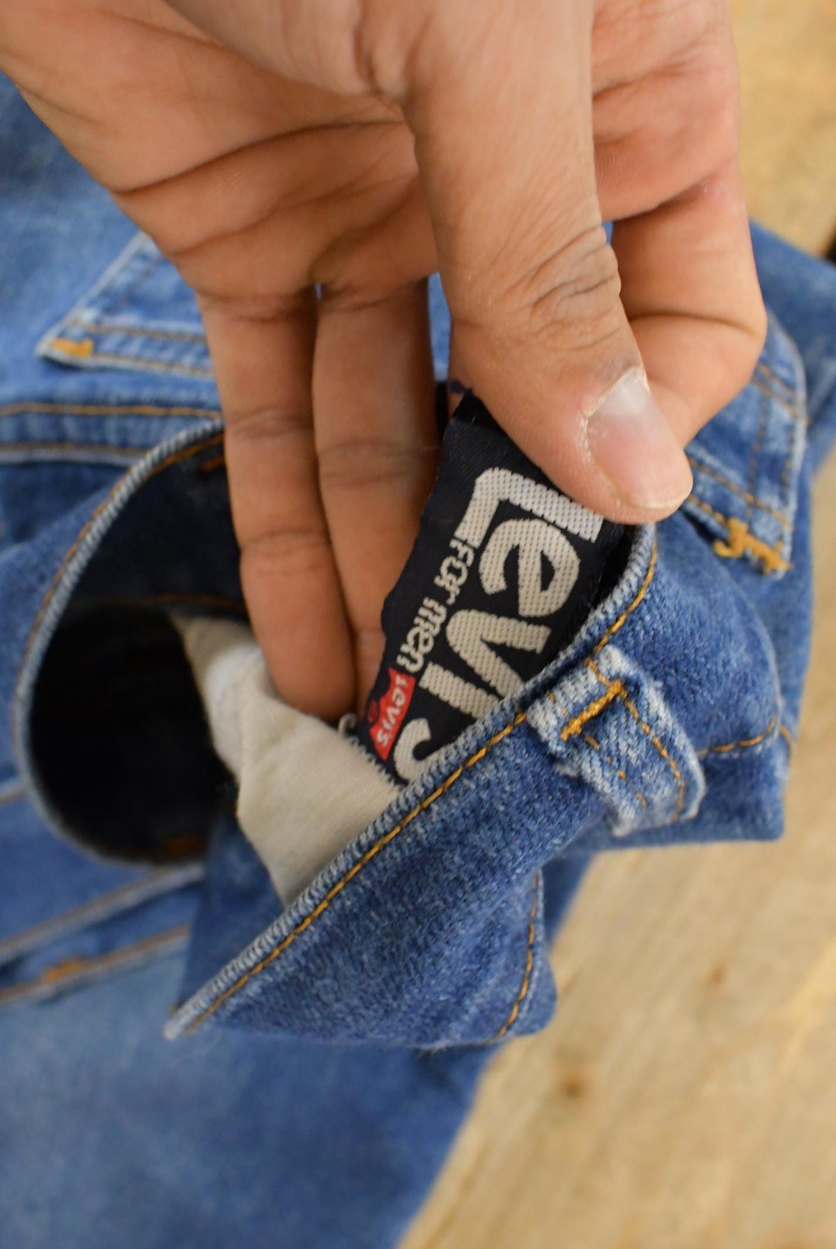 Vintage 1970s Levi's Orange Tab Bell Bottom Flare Denim Jeans Men's 35 x 31 from propervintagecanada
