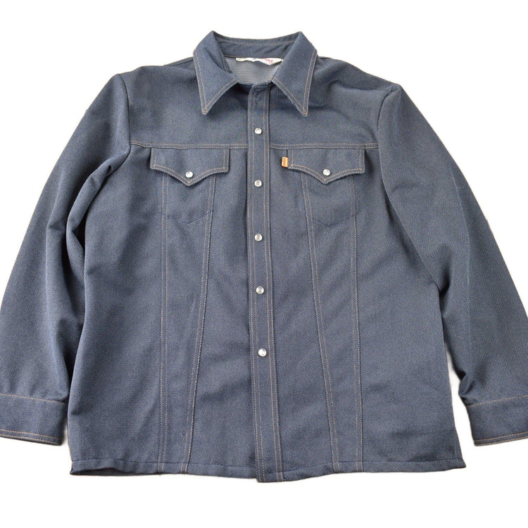 Vintage 1970s Levi's Orange Tab Western Style Pearl Snap Button Up Shirt Made in USA Men's XL from propervintagecanada