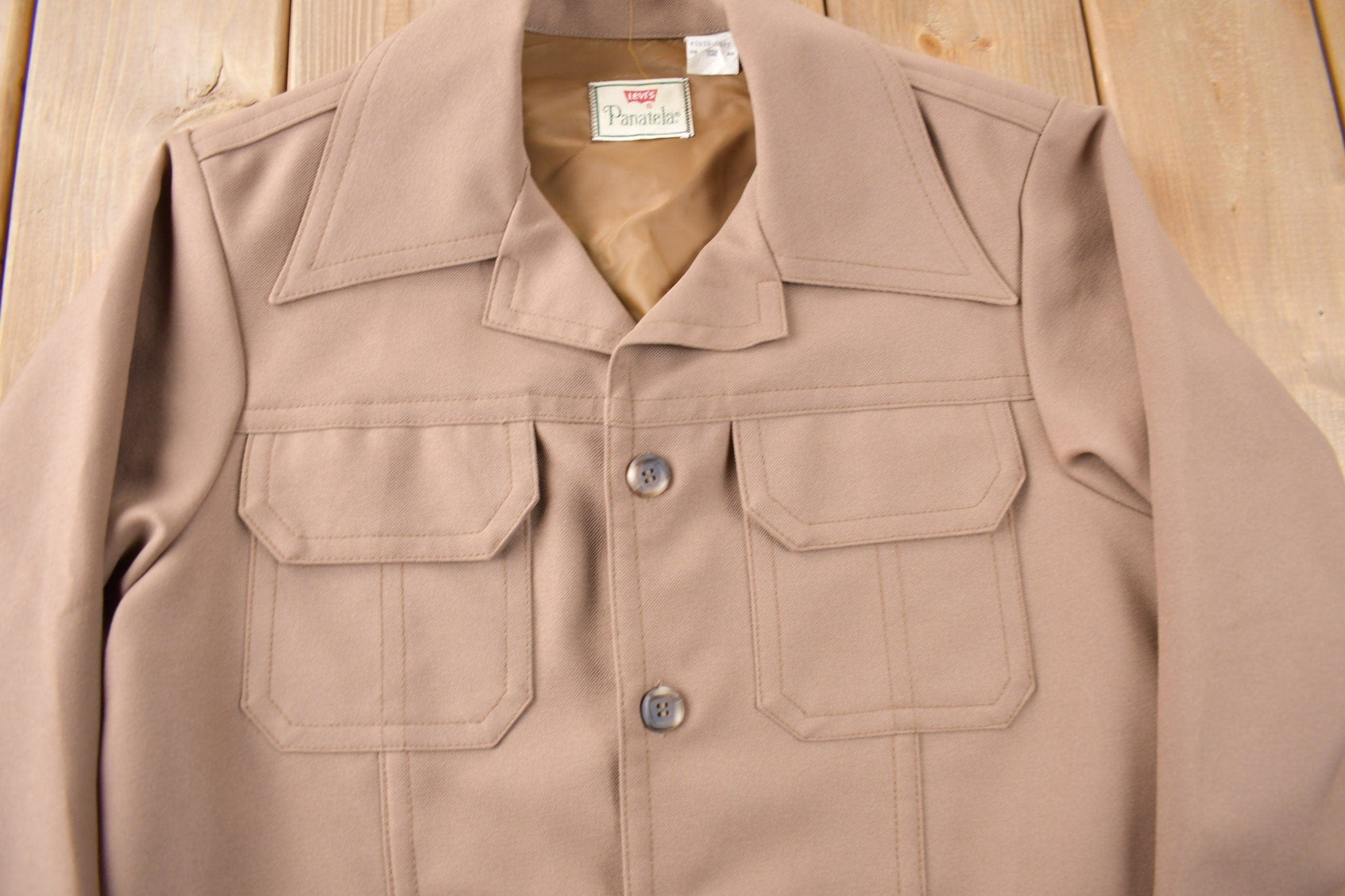 Vintage 1970s Levi's Panatela Tops Beige Western Style Button Up Shirt Made in USA Men's L from propervintagecanada