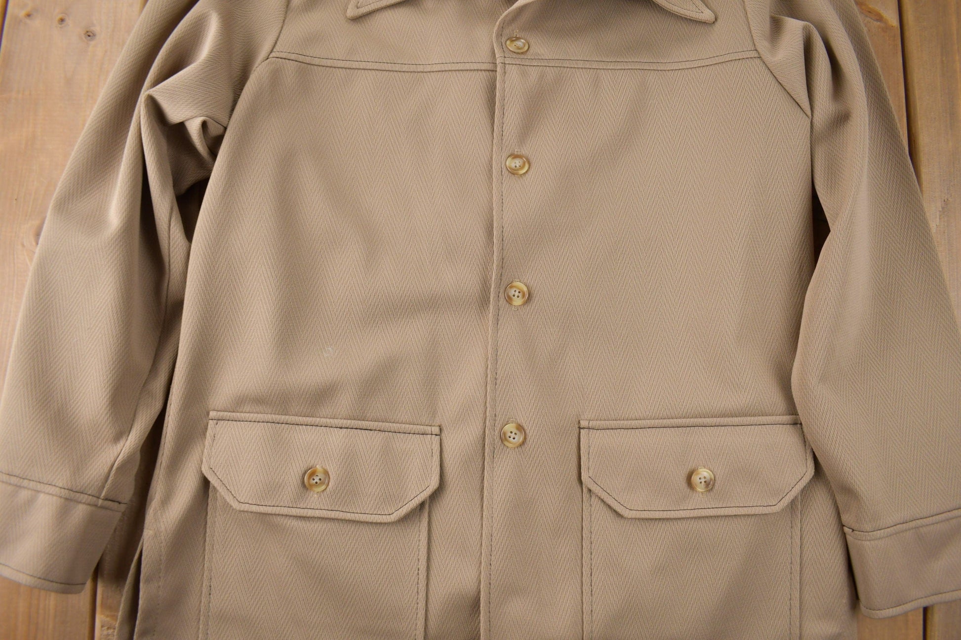 Vintage 1970s Levi's Panatela Tops Western Style Beige Button Up Shirt Made in USA Men's XL from propervintagecanada