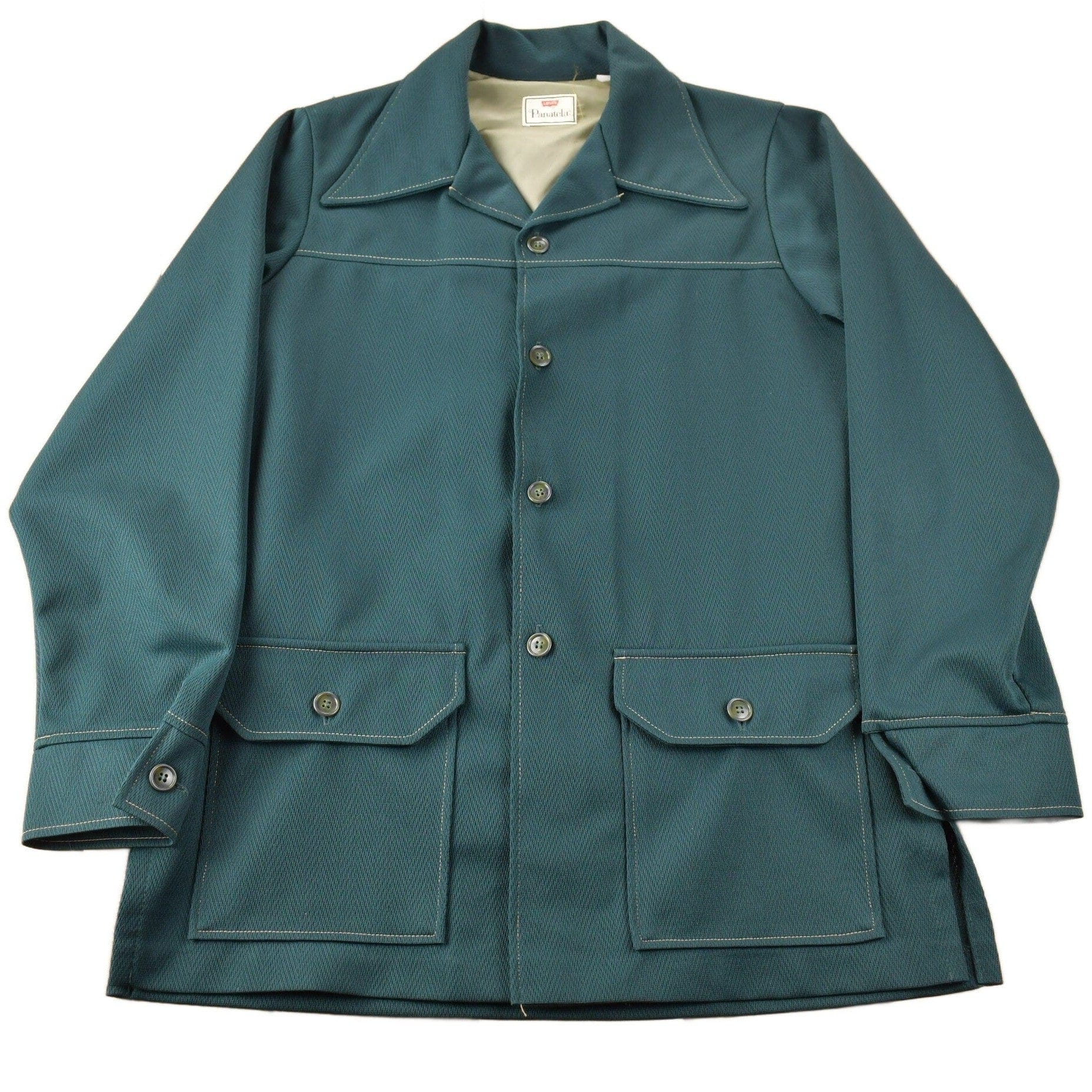 Vintage 1970s Levi's Panatela Tops Western Style Dark Green Button Up Shirt Made in USA Men's XL from propervintagecanada