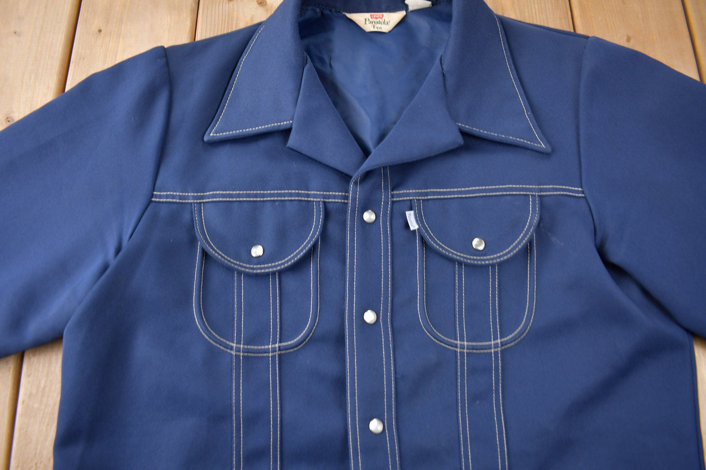 Vintage 1970s Levi's Panatela Tops Western Style Pearl Snap Button Up Shirt Made in USA Men's L from propervintagecanada
