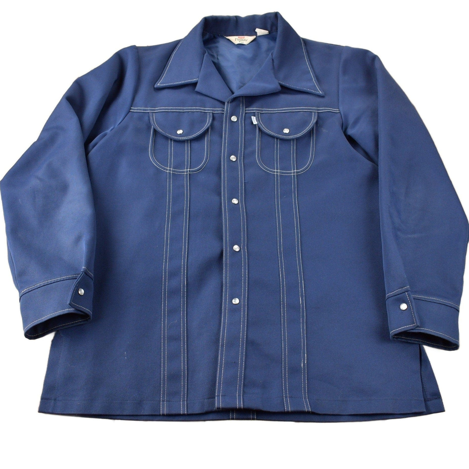 Vintage 1970s Levi's Panatela Tops Western Style Pearl Snap Button Up Shirt Made in USA Men's L from propervintagecanada