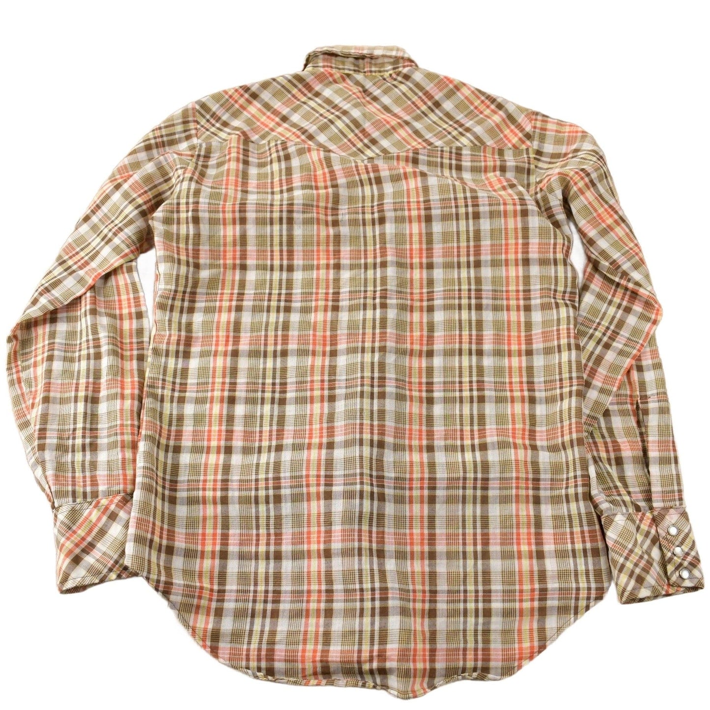 Vintage 1970s Levi's Pearl Snap Western Style Plaid Button Up Flannel Shirt Men's S from propervintagecanada