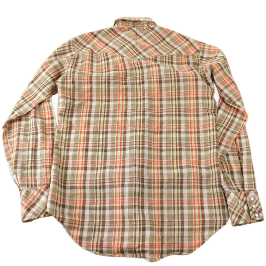 Vintage 1970s Levi's Pearl Snap Western Style Plaid Button Up Flannel Shirt Men's S from propervintagecanada