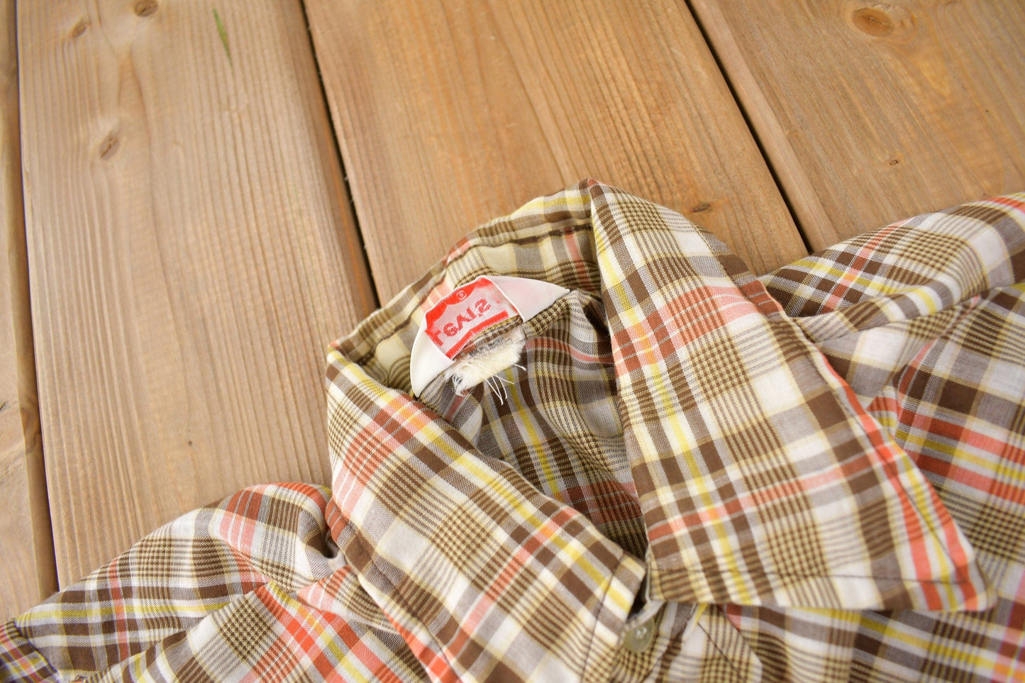 Vintage 1970s Levi's Pearl Snap Western Style Plaid Button Up Flannel Shirt Men's S from propervintagecanada