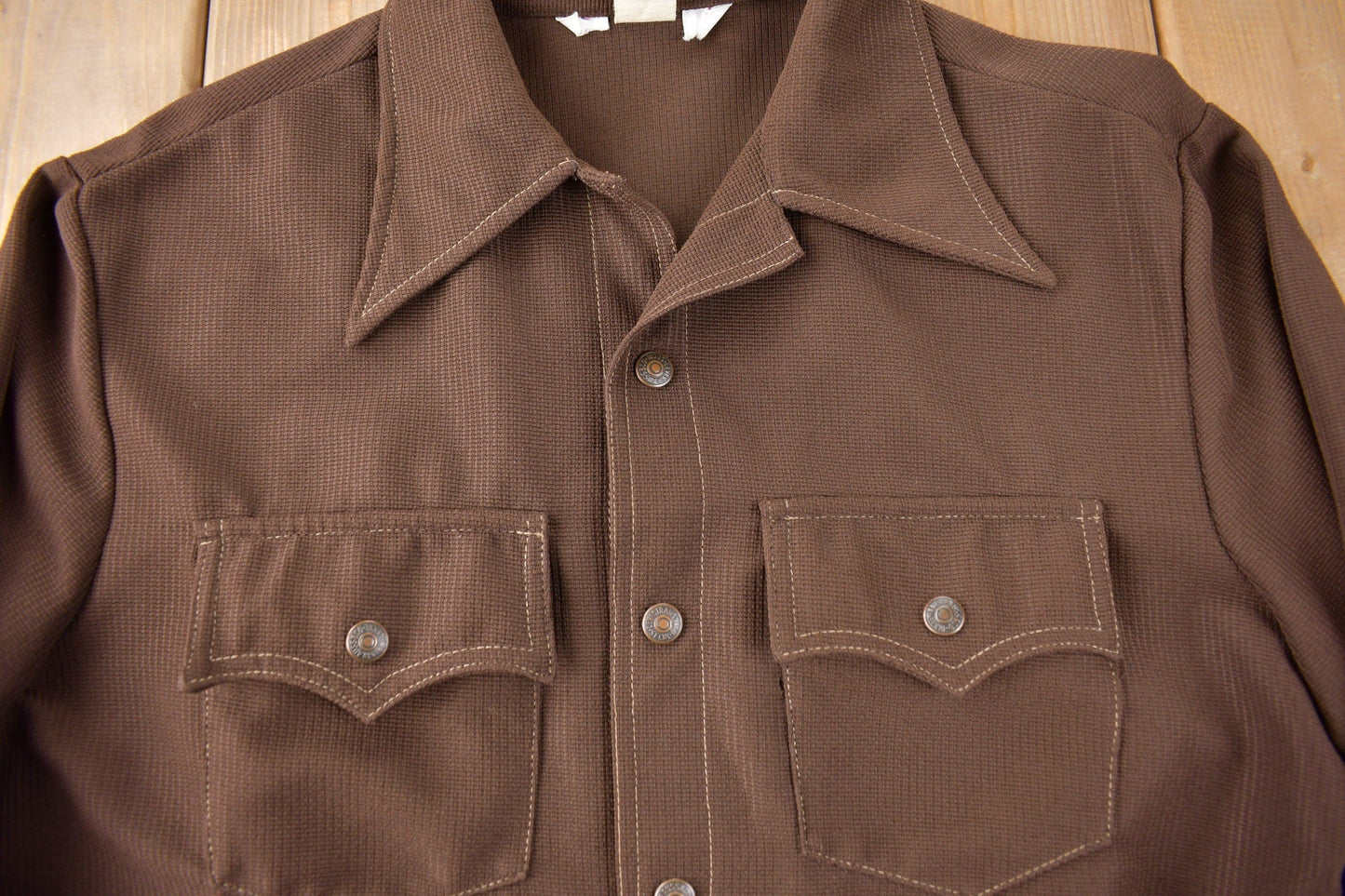 Vintage 1970s Levi's Western Style Brown Button Up Shirt Made in USA Men's XL from propervintagecanada