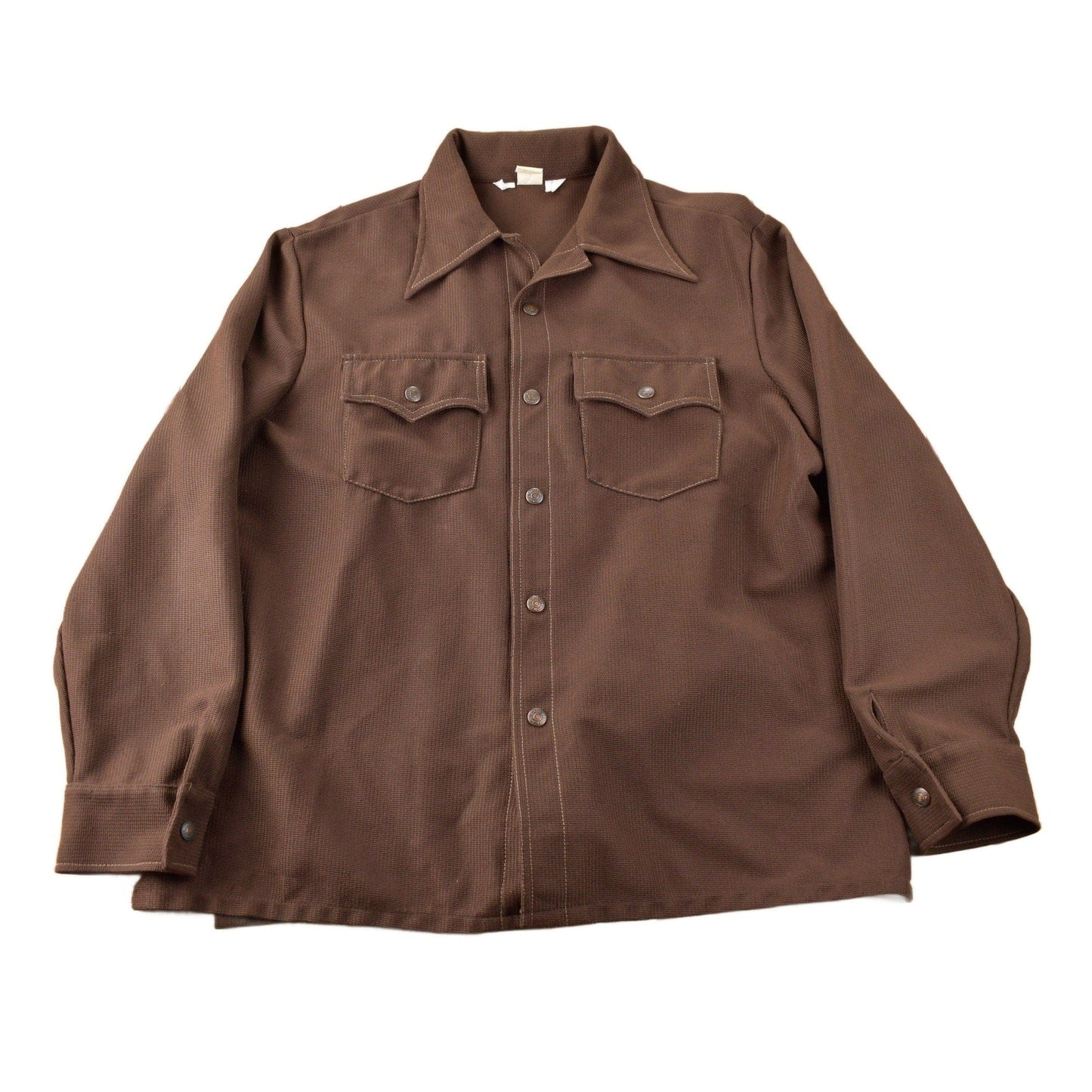 Vintage 1970s Levi's Western Style Brown Button Up Shirt Made in USA Men's XL from propervintagecanada