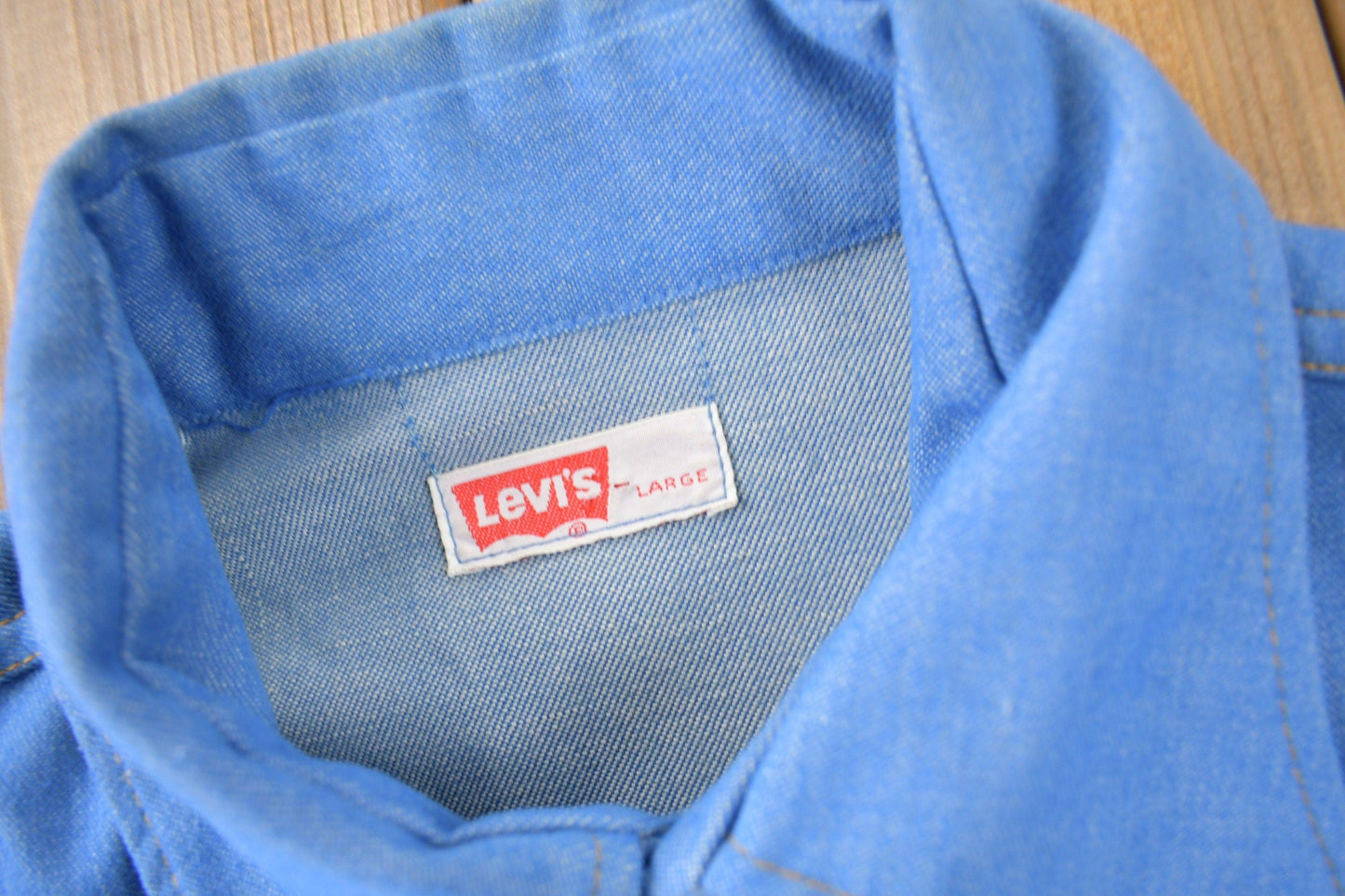 Vintage 1970s Levi's Western Style Pearl Snap Button Up Shirt Made in USA Men's L from propervintagecanada